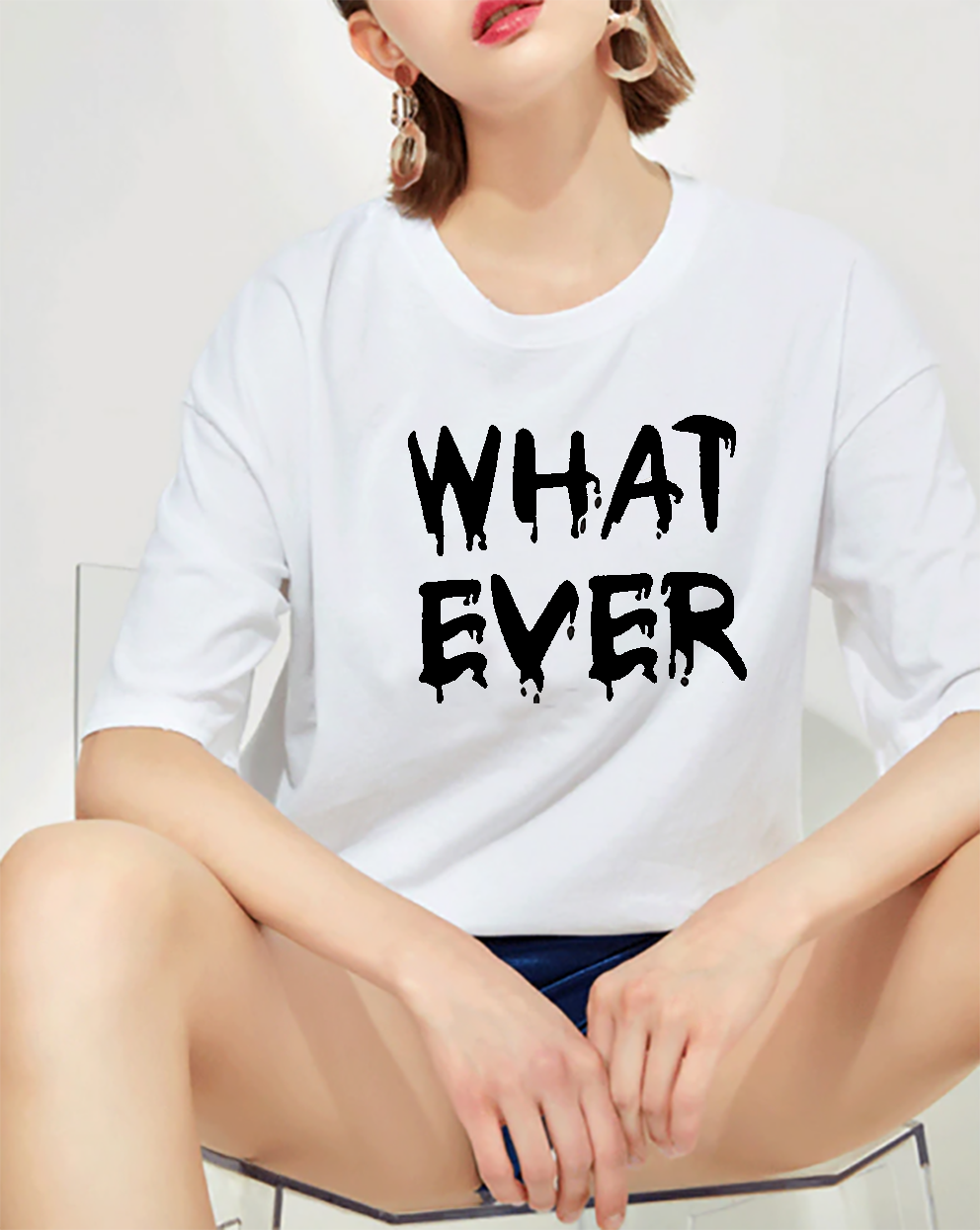 Футболка з принтом WHAT EVER