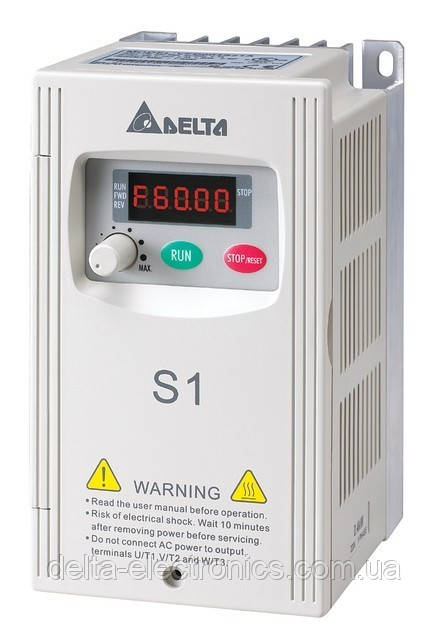 Перетворювач частоти Delta Electronics, 0,2 кВт, 230 В,1ф., скалярний,VFD002S21E
