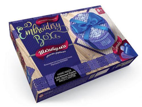Набор для вышивания Danko Toys Шкатулка Embroidery Box Синяя с бантом EMB-01-02 - фото 1 - id-p931225223