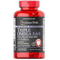 Maximum Strength Triple Omega 3-6-9 Fish Flax and Borage Oils (120 капсул)