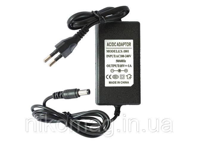 Блок питания (зарядка) Lian Xing LX-1801 18 Вольт 1 Ампер штекер 5.5х2 ...