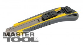 MasterTool Ніж 18 мм АВТОМАТ TPR покриття з металевою напрямною кнопковий фіксатор 8 лез, Арт.: