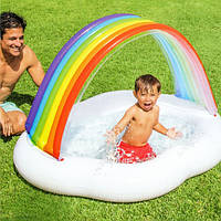 Дитячий надувний басейн Intex "Веселка-Хмара" з навісом для малюків, 57141, 142*119*84см