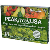 PEAKfresh USA, Багаторазові пакети для зберігання продуктів, 10 — 12 x 16 дюймів, з дротовим кріпленням