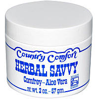 Country Comfort, Herbal Savvy, окопник и алоэ вера для кожи 57 г