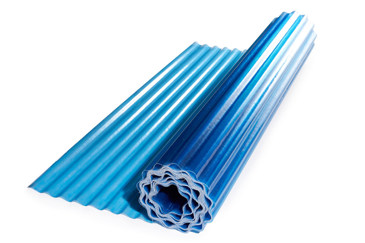 Прозорий гофрований шифер Элипласт (Блакитний). Ширина 2,0 м. Розкрій!