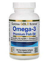 Жирні кислоти California Gold Nutrition Омега-3, риб'ячий жир, 100 желатинових капсул