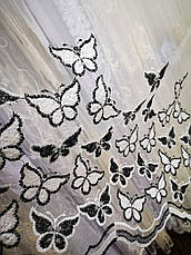 Тюль метелики чорно білі Туреччина, фото 2
