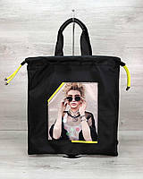 Жіночий шоппер-рюкзак Berry чорний з жовтим неоновим