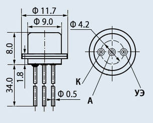 КУ101Е (1А 150В) диффузійно-сплавні, p-типу, тріодні, незаперті