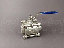 Кран кульовий нержавіючий DN 40 (1"1/2) трискладовий, приварний встик, повнопрохідний, з фіксатором