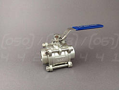 Кран кульовий нержавіючий DN 32 (1"1/4) трискладовий, приварний встик, повнопрохідний, з фіксатором