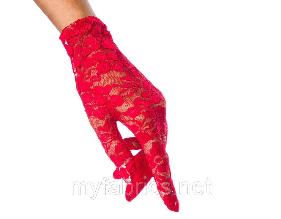 Мереживні рукавички червоні короткі