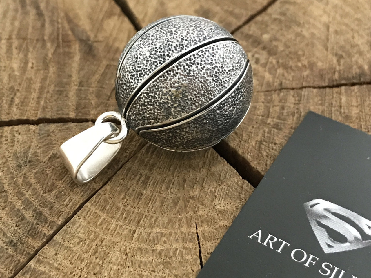 Срібна підвіска Баскетбольний м'яч., фото 1