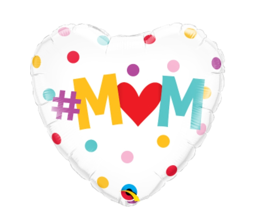 Q 18" #Mom з візерунком із точок conma)