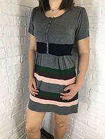 Платье женское 9999 трикотажное серо-зеленое one size
