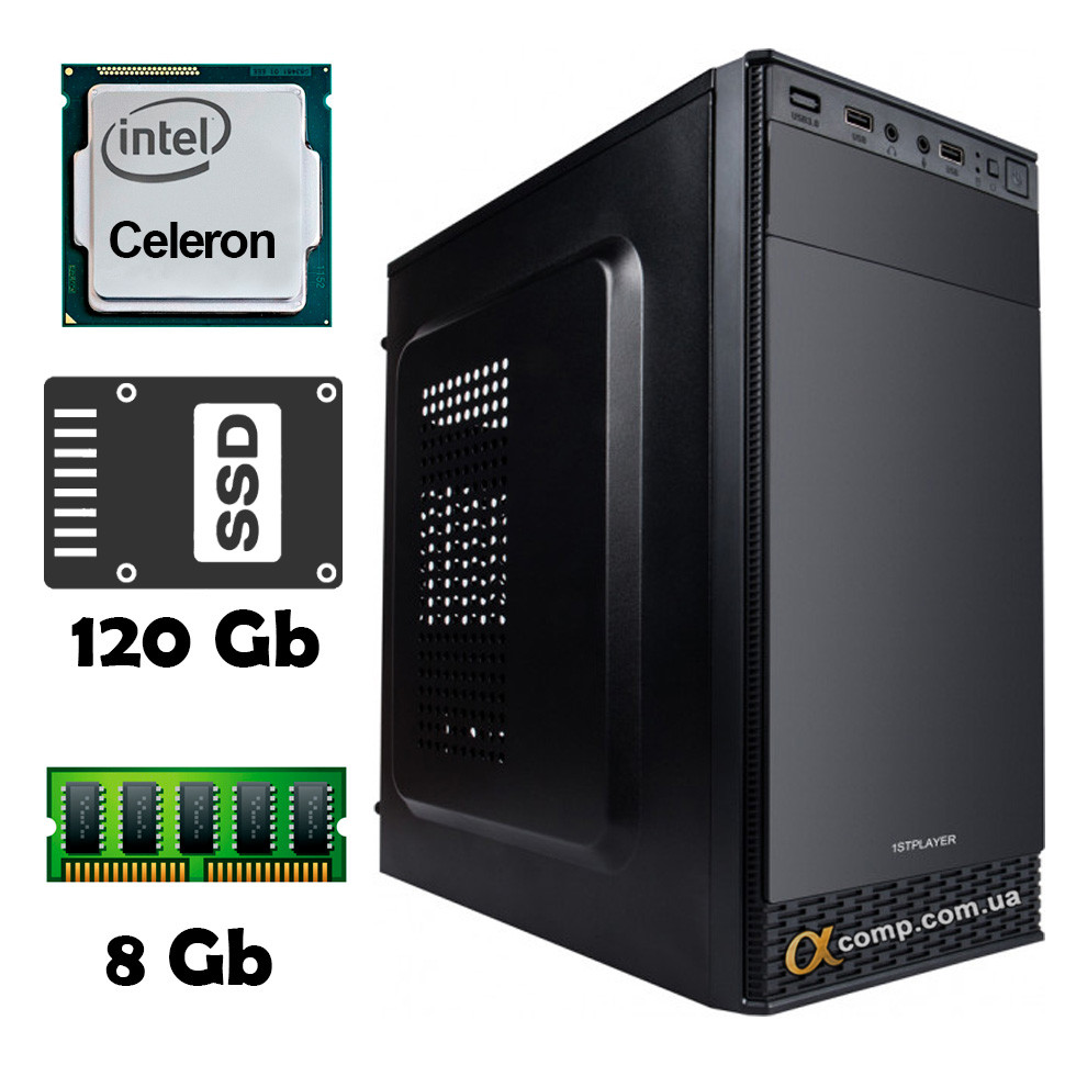 Комп'ютер AlphaPC T8101 (Celeron G4900/8Gb/ssd 120Gb) Tower renew