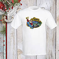 Футболка з новорічним принтом Дід Мороз на скейте з дзвіночком "Merry Christmas" Push IT S, Білий