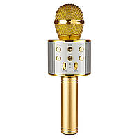 Дитячий бездротовий караоке bluetooth мікрофон Wster WS-858 Gold