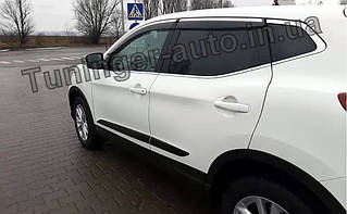 Дефлектори вікон (вітровики) з хромом молдингом Nissan Qashqai III 2014- (Hic)