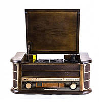 Ретро радиоприемник и проигрыватель пластинок Карузо AM/FM USB/SD/MMC (Т-402) Дерево