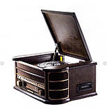 Ретро радіо програвач платівок Карузо AM/FM USB/SD/MMC (Т-402) Дерево, фото 5