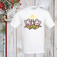 Футболка з новорічним принтом Мишата Push IT S, Білий