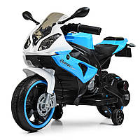 Детский электромотоцикл (2 мотора по 25W, MP3, USB) Bambi M 4103 Бело-синий