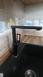 Змішувач для кухні ЧОРНИЙ латунний високий Haiba FOSTER 017 (HB0967) Black, фото 5