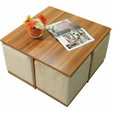 Комплект мягкой мебели "Вару", комплект деревянной мебели, мебель для гостиной, столик и пуфики, пуфи, фото 2