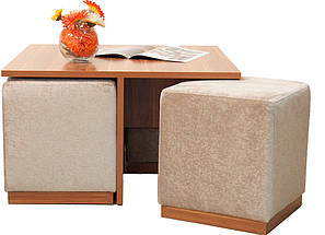 Комплект мягкой мебели "Вару", комплект деревянной мебели, мебель для гостиной, столик и пуфики, пуфи, фото 3