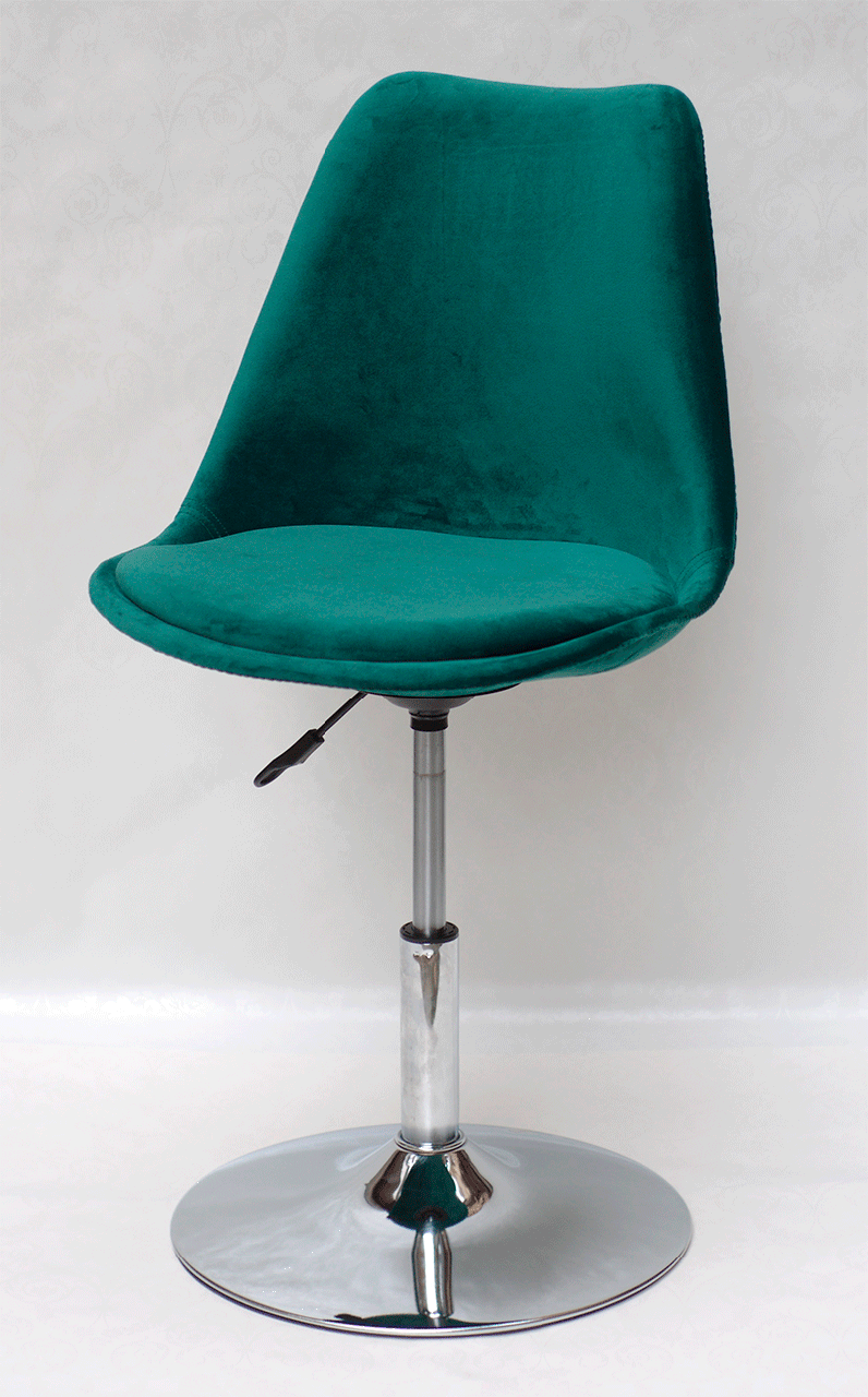 Стілець Milan Soft CH-Base зелений B-5 оксамит із м'якою подушкою, хромована опора-блин, скандинавський стиль, фото 1