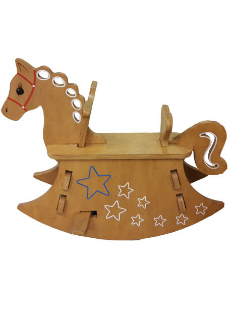 Гойдалка HEGA дерев'яна Конячка яскрава з розписом з усіх сторін, фото 1