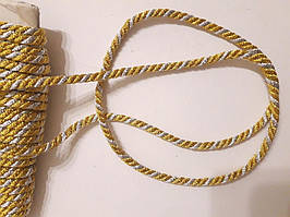 Шнур текстильний декоративний, Шнур текстильний люрексовий 4,5 мм.  Золото-срібло. Ціна за 1 метр.