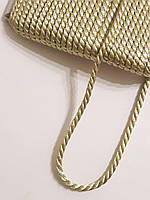 Шнур текстильний декоративний, Шнур текстильний люрексовий 4,5 мм. Світле золото . Ціна за 1 метр.