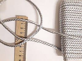 Шнур текстильний декоративний срібло, Шнур текстильний люрексовий 4.5-5 мм.  Срібло. Ціна за 1 метр.