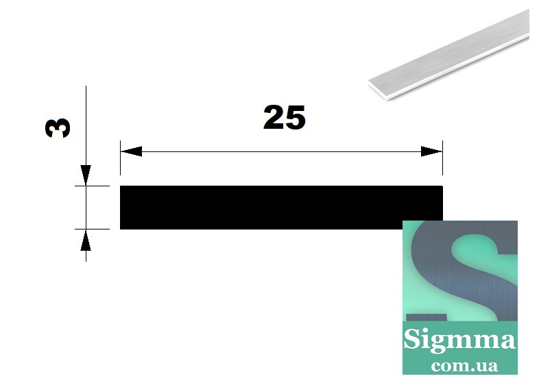 Смуга алюмінієва 25х3 бп