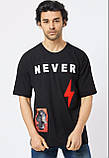 Футболка чоловіча унісекс напис вишивка бавовна чорний Київ, фото 2