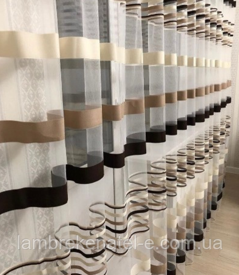 Готовая тюль з смужками в зал кухню, 6 / 2,5, фото 1