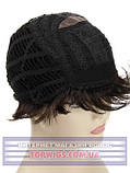 Легка перука для літа Kristen (Термоволосы) чорний колір, частково на сітці, фото 5