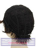Легка перука для літа Kristen (Термоволосы) чорний колір, частково на сітці, фото 6