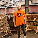 Футболка чоловіча унісекс Nasa Наса з принтом бавовна жовтогарячий Київ, фото 3