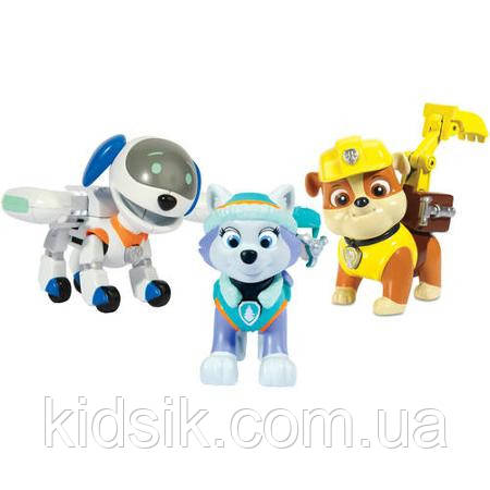 Щенячий патруль Paw Patrol. Набір фігурок з рюкзаками-трансформерами Еверест, Робопес, Здоровань 3шт., фото 1
