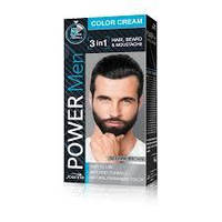 POWER MEN Стійка фарба для чоловіків 3 в1 для волосся бороди та вусів темно-коричнева 02 60 г