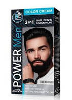 POWER MEN Стійка фарба для чоловіків 3 в1 для волосся, бороди та вусів чорна 01 60 г