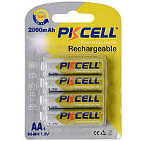 Аккумулятор PKCELL 1.2V AA 2800mAh NiMH Rechargeable Battery, 4 штуки в блистере