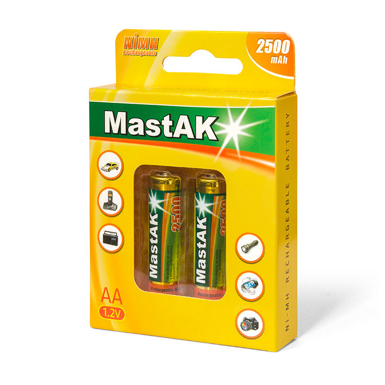 Акумулятор "пальчиковий" MastAK AA 1,2 v 2500mAh ( Ni-Mh ), фото 1