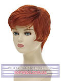 Легка перука для літа Kristen (Термоволосся) червоно-рудий колір, частково на сітці, фото 3