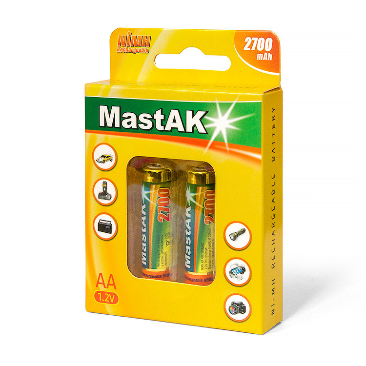 Акумулятор "пальчиковий" MastAK AA 1,2 v 2700mAh ( Ni-Mh ), фото 1