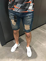 Шорти чоловічі джинсові рванки Slim Fit світло-синій Київ